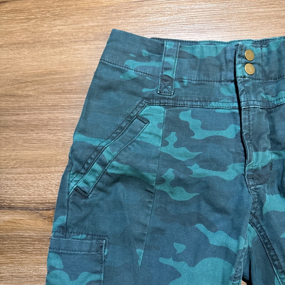 Anthropologie 25 PETITE Austin Cargo Utility Crop Pant Mid-Rise Turquoise‎ Green - Picture 6 of 16